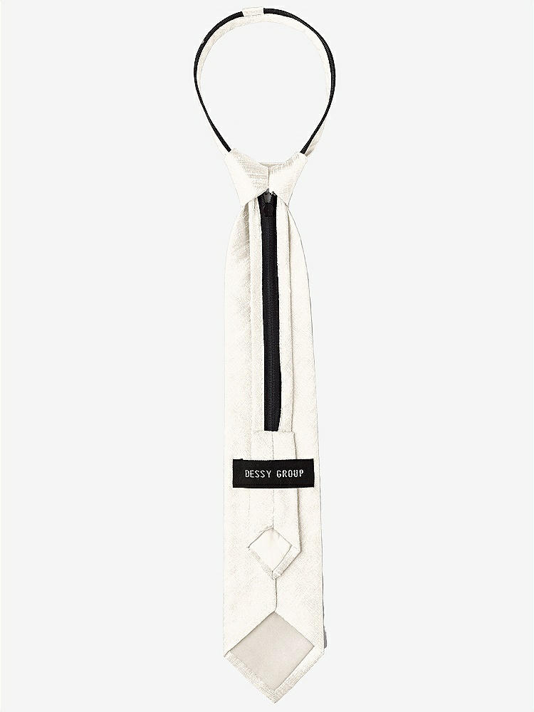 Back View - Ivory Dupioni Boy's 14" Zip Necktie by After Six