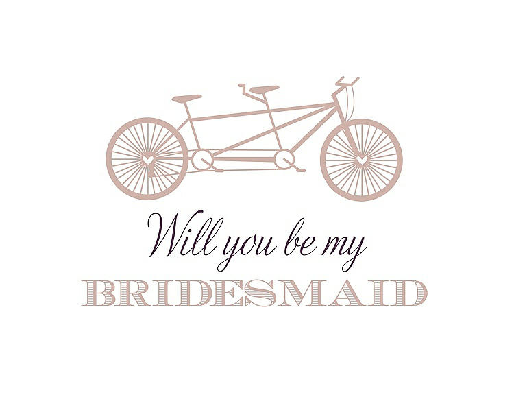 Front View - Pearl Pink & Aubergine Will You Be My Bridesmaid Card - Bike