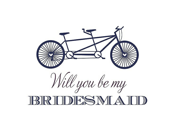 Front View - Blueberry & Aubergine Will You Be My Bridesmaid Card - Bike