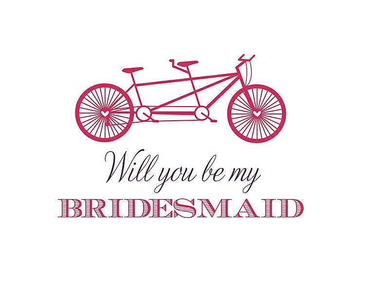 Front View - Pantone Honeysuckle & Aubergine Will You Be My Bridesmaid Card - Bike