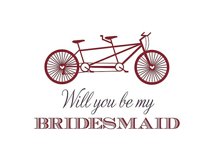 Front View - Claret & Aubergine Will You Be My Bridesmaid Card - Bike
