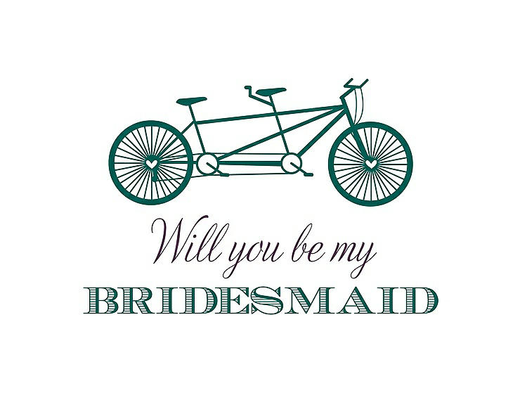 Front View - Emerald & Aubergine Will You Be My Bridesmaid Card - Bike