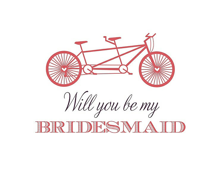 Front View - Perfect Coral & Aubergine Will You Be My Bridesmaid Card - Bike