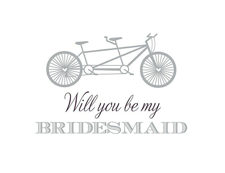 Front View - Frost & Aubergine Will You Be My Bridesmaid Card - Bike