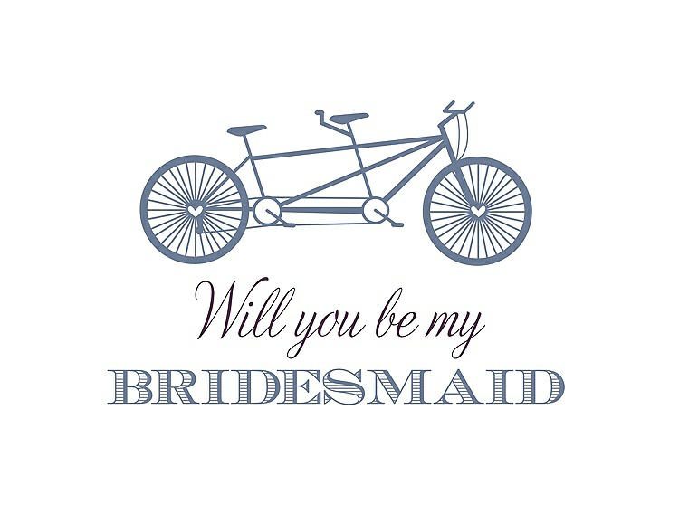 Front View - Larkspur Blue & Aubergine Will You Be My Bridesmaid Card - Bike