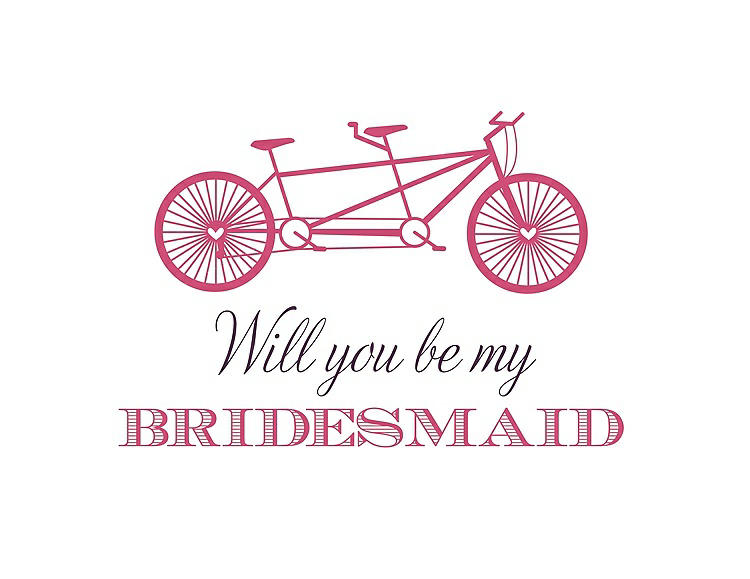 Front View - Rose Quartz & Aubergine Will You Be My Bridesmaid Card - Bike