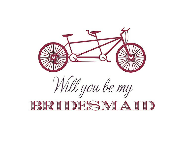Front View - Valentine & Aubergine Will You Be My Bridesmaid Card - Bike