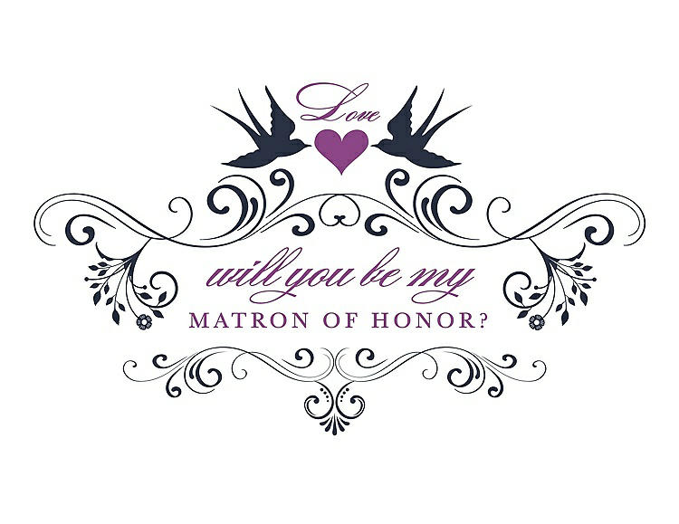 Front View - Midnight Navy & Orchid Will You Be My Matron of Honor Card - Classic
