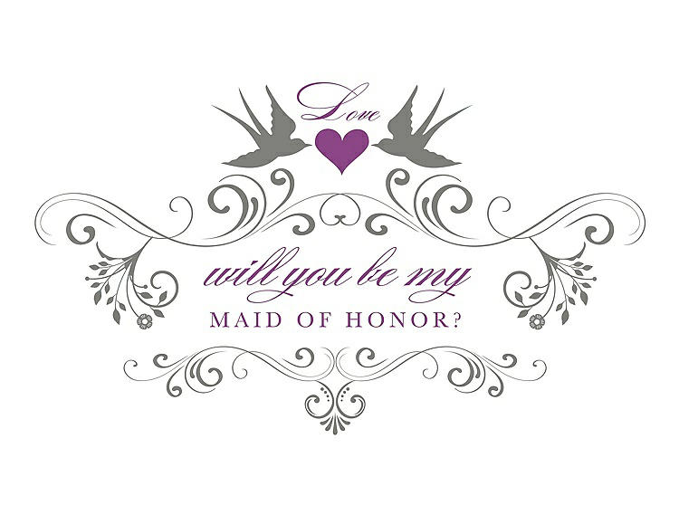 Front View - Charcoal Gray & Orchid Will You Be My Maid of Honor Card - Classic