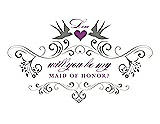 Front View Thumbnail - Charcoal Gray & Orchid Will You Be My Maid of Honor Card - Classic
