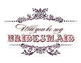 Front View Thumbnail - Persian Plum & Perfect Coral Will You Be My Bridesmaid Card - Vintage