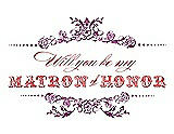 Front View Thumbnail - Persian Plum & Perfect Coral Will You Be My Matron of Honor Card - Vintage