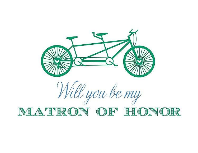 Front View - Shamrock & Cornflower Will You Be My Matron of Honor Card - Bike