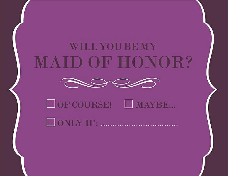 Front View - Orchid & Italian Plum Will You Be My Maid of Honor Card - Checkbox
