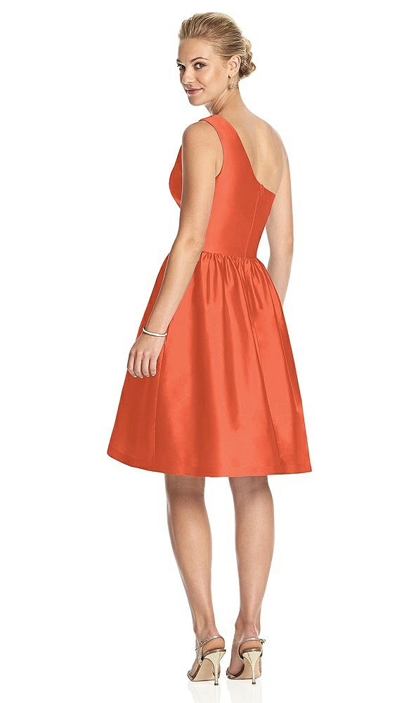 Back View - Fiesta One Shoulder Cocktail Dress with Pockets