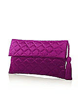 Front View Thumbnail - Persian Plum Quilted Envelope Clutch with Tassel Detail