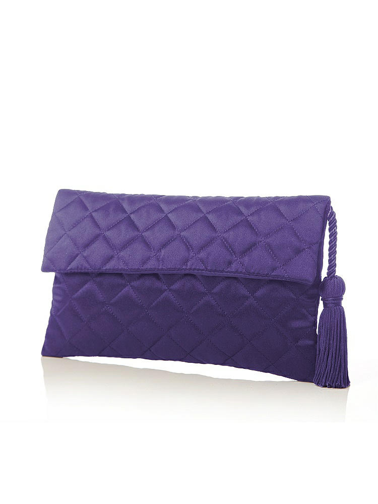 Front View - Regalia - PANTONE Ultra Violet Quilted Envelope Clutch with Tassel Detail