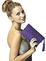 Rear View Thumbnail - Regalia - PANTONE Ultra Violet Quilted Envelope Clutch with Tassel Detail