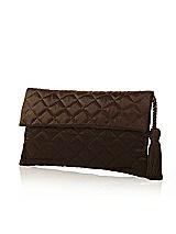 Front View Thumbnail - Espresso Quilted Envelope Clutch with Tassel Detail