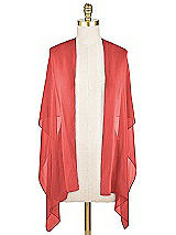 Front View Thumbnail - Perfect Coral Sheer Crepe Stole