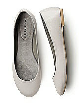Front View Thumbnail - Oyster Simple Satin Ballet Wedding Flats