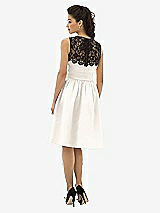 Rear View Thumbnail - Ivory Lace Neck Midi Satin Sleeveless Dress