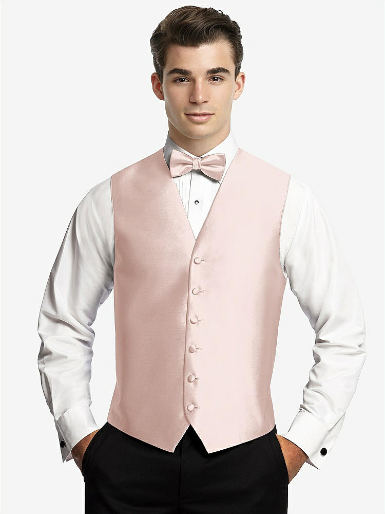 Front View - Pearl Pink Yarn-Dyed 6 Button Tuxedo Vest by After Six
