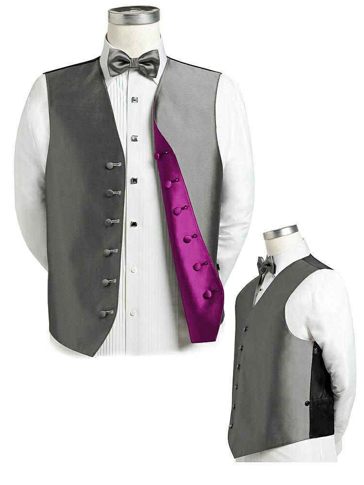 Back View - Charcoal Gray & Persian Plum Reversible Tuxedo Vests by After Six