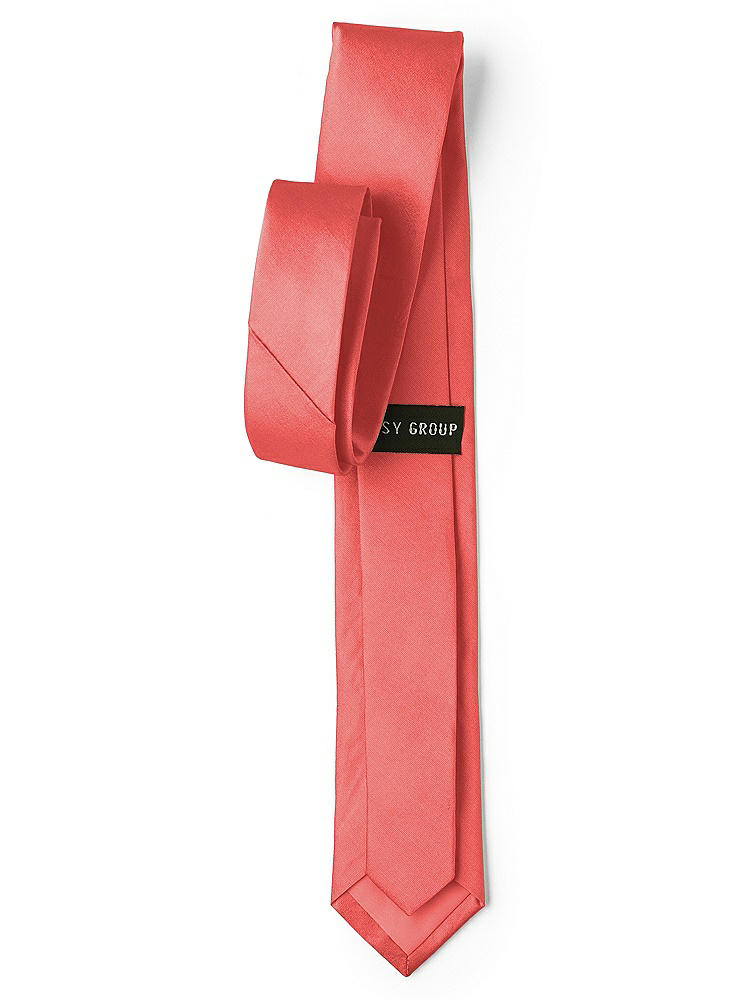Back View - Perfect Coral Peau de Soie Narrow Ties by After Six