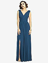 Alt View 3 Thumbnail - Dusk Blue Sleeveless Draped Chiffon Maxi Dress with Front Slit