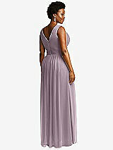 Rear View Thumbnail - Lilac Dusk Sleeveless Draped Chiffon Maxi Dress with Front Slit