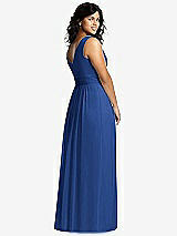 Alt View 2 Thumbnail - Classic Blue Sleeveless Draped Chiffon Maxi Dress with Front Slit