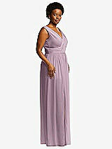 Alt View 1 Thumbnail - Suede Rose Sleeveless Draped Chiffon Maxi Dress with Front Slit