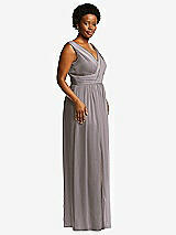 Alt View 1 Thumbnail - Cashmere Gray Sleeveless Draped Chiffon Maxi Dress with Front Slit