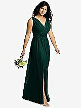 Alt View 4 Thumbnail - Evergreen Sleeveless Draped Chiffon Maxi Dress with Front Slit