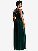 Rear View Thumbnail - Evergreen Sleeveless Draped Chiffon Maxi Dress with Front Slit