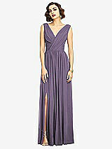 Alt View 3 Thumbnail - Lavender Sleeveless Draped Chiffon Maxi Dress with Front Slit