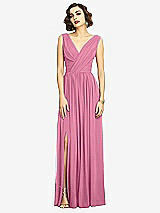 Alt View 3 Thumbnail - Orchid Pink Sleeveless Draped Chiffon Maxi Dress with Front Slit