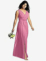 Alt View 4 Thumbnail - Orchid Pink Sleeveless Draped Chiffon Maxi Dress with Front Slit