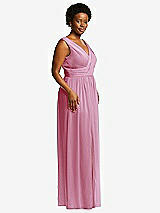 Alt View 1 Thumbnail - Powder Pink Sleeveless Draped Chiffon Maxi Dress with Front Slit
