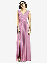 Alt View 3 Thumbnail - Powder Pink Sleeveless Draped Chiffon Maxi Dress with Front Slit