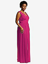 Alt View 1 Thumbnail - Think Pink Sleeveless Draped Chiffon Maxi Dress with Front Slit