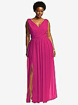 Front View Thumbnail - Think Pink Sleeveless Draped Chiffon Maxi Dress with Front Slit