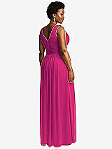 Rear View Thumbnail - Think Pink Sleeveless Draped Chiffon Maxi Dress with Front Slit