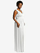Alt View 1 Thumbnail - White Sleeveless Draped Chiffon Maxi Dress with Front Slit