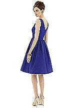 Rear View Thumbnail - Electric Blue Sleeveless Natural Wais Cocktail Length Dress