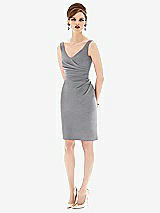 Alt View 1 Thumbnail - French Gray Cocktail V-Neck Fitted Sleeveless Dress