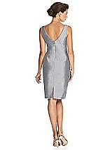 Rear View Thumbnail - French Gray Cocktail V-Neck Fitted Sleeveless Dress
