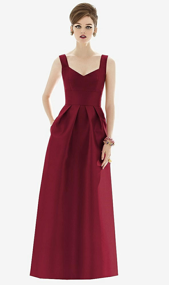 Front View - Burgundy Alfred Sung Bridesmaid Dress D659