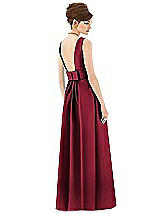 Rear View Thumbnail - Burgundy Alfred Sung Open Back Satin Twill Gown D661